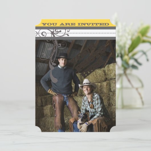 黄色とグレーのファンキーシャンデリア日付の保存 セーブザデート (スタンド正面)