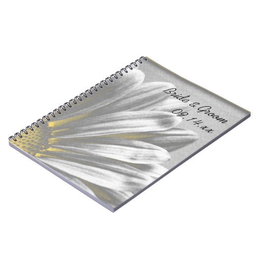 黄色とグレーのフローラのハイラ結婚イト ノートブック (左側)