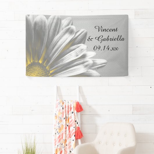 黄色とグレーのフローラのハイラ結婚イト 横断幕 (インサイチュ)