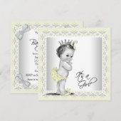 黄色とグレーのベビーシャワー（女の子） 招待状 (正面/裏面)