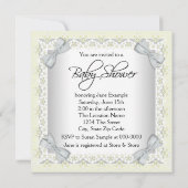 黄色とグレーのベビーシャワー（女の子） 招待状 (裏面)