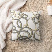 黄色とグレーのモダン幾何学円 クッション (ブランケット)