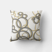 黄色とグレーのモダン幾何学円 クッション (裏面)