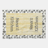 黄色とグレーのモダン水玉模様 キッチンタオル (横)