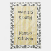 黄色とグレーのモダン水玉模様 キッチンタオル (縦)