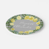 黄色とグレーのヴィンテージエレガントフローラ結婚 ペーパープレート (アングル)