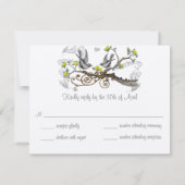 黄色とグレーのヴィンテージ ラブ バード ラスティック カントリー 出欠カード (裏面)