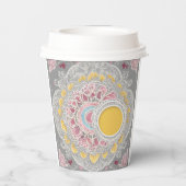 黄色とグレーの円形AIアート 紙コップ (裏面)