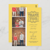 黄色とグレーの写真結婚の感謝のポストカード ポストカード (正面/裏面)