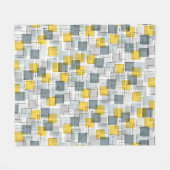 黄色とグレーの建物ブロックブランケット フリースブランケット (正面(横))