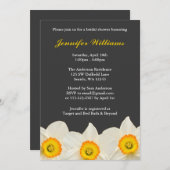 黄色とグレーの水仙の花 ブライダルシャワー 招待状 (正面/裏面)