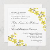 黄色とグレーの花の結婚式招待状 招待状 (正面/裏面)