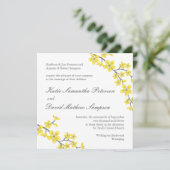 黄色とグレーの花の結婚式招待状 招待状 (スタンド正面)
