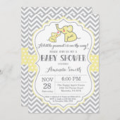 黄色とグレーの象のベビーシャワー招待状 招待状 (正面/裏面)