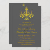 黄色とグレーの豪華なボールルームの結婚式招待状 招待状 (正面/裏面)