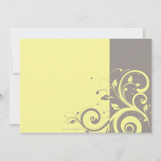 黄色とグレーの逆旋回結婚式招待状 招待状 (裏面)