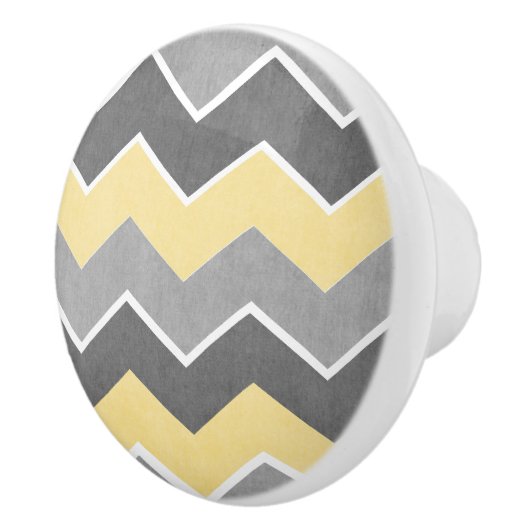 黄色とグレージグザグパターン セラミックノブ (右)