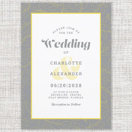 黄色とグレー |パターモダンン葉の抽象芸術 招待状