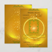 黄色とゴールドのスパークス ウェディング詳細カード | エンクロージャーカード (正面/裏面)