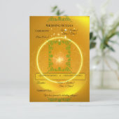 黄色とゴールドのスパークス ウェディング詳細カード | エンクロージャーカード (スタンド正面)