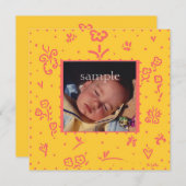 黄色とサケの花の誕生発表 案内状 (正面/裏面)