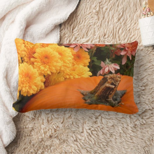 黄色とサンゴのミームを持つカボチャ ランバークッション (ブランケット)