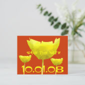 黄色とサンゴの日付ポピーを保存 案内ポストカード (スタンド正面)