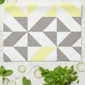 黄色とシルバーの幾何学的ジグザグ キッチンタオル (折り畳み)