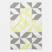 黄色とシルバーの幾何学的ジグザグ キッチンタオル (縦)