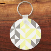 黄色とシルバーの幾何学的ジグザグ キーホルダー (正面)