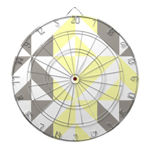 黄色とシルバーの幾何学的ジグザグ ダーツボード (正面)