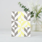 黄色とシルバーの幾何学的ジグザグ ポストカード (スタンド正面)