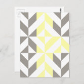 黄色とシルバーの幾何学的ジグザグ ポストカード (正面/裏面)