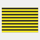 黄色とストライプの黒 ラッピングペーパーシート (正面)