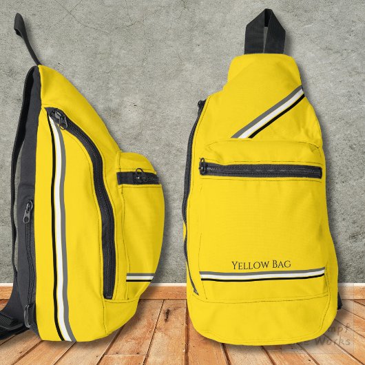 黄色とストライプ スリングバッグ