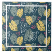 黄色とセージ緑の熱帯産葉種 タイル (正面)