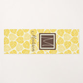 黄色とタウペリーフ自然トレンディーモノグラム ヨガマット (正面(横))