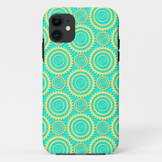 黄色とターコイズの幾何学サークル柄 Case-Mate iPhoneケース (裏面)
