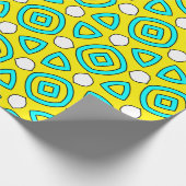 黄色とターコイズの幾何学的パターン ラッピングペーパー (角)