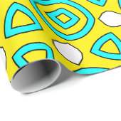 黄色とターコイズの幾何学的パターン ラッピングペーパー (ロールコーナー)