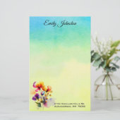 黄色とターコイズの水色カスタム文具 便箋 (スタンド正面)