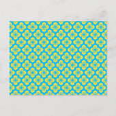 黄色とターコイズの花柄 ポストカード (正面)