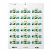 黄色とターコイズフローラ住所 シール (フルシート)