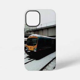 黄色とターコイズブルーの列車 iPhone 12 MINIケース