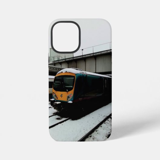 黄色とターコイズブルーの列車 iPhoneケース (裏面)
