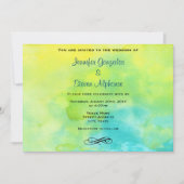 黄色とターコイズブルーウォーター結婚の色 招待状 (正面)