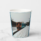 黄色とターコイズ列車の紙カップ 紙コップ (裏面)