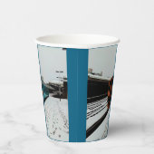 黄色とターコイズ列車の紙カップ 紙コップ (右)