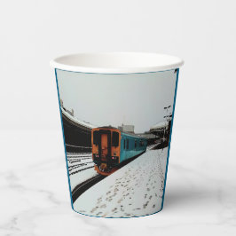 黄色とターコイズ列車の紙カップ 紙コップ
