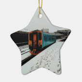 黄色とターコイズ セラミックオーナメント (左)